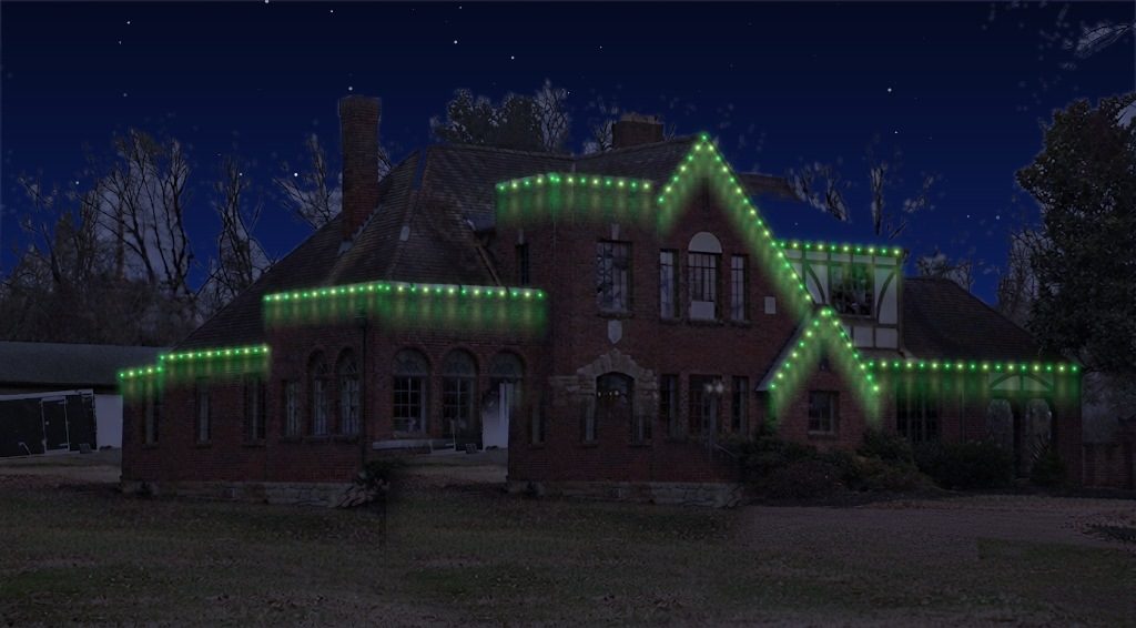 The same house with green C9s.
