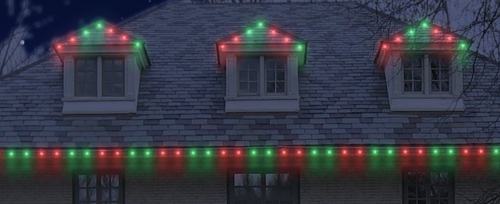 Close-up of the pods under the dormers and roof edge.